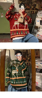 Red Green Blue Elk Print Christmas Sweaters for men\women 2024 New Winter Fashion Knitting Jumper Autumn Long Sleeve Pullovers