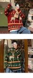 Red Green Blue Elk Print Christmas Sweaters for men\women 2024 New Winter Fashion Knitting Jumper Autumn Long Sleeve Pullovers