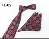 Royal Striped Paisley Ties For Men Luxury 8cm Necktie Pocket Square Cufflinks Gift Set Jacquard Weave Tie Suit Accessories
