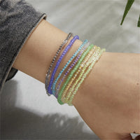 4pcs/set Luminous Colorful Rice Bead Bracelet For Women Men Handmade Elastic Beaded Anklet Glow In The Dark Jewelry Beach Gifts