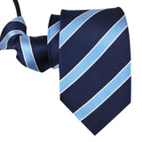 Zipper Ties For Men Women Striped Mens Tie For Business Wedding Skinny Neck Tie Casual Slim Blue deep Light navy blue Necktie