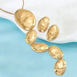 Jewelry Set For Women Girls Oval Stud Earrings Long Y-shaped Necklace Sweater Chain Retro Fashion DS033