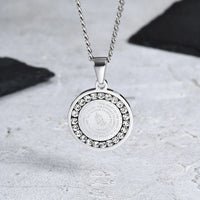 Men's Bible Verse Prayer Zircon Necklace,Stainless Steel Praying Hands Coin Medal Pendant Necklaces,Luxury Faith Jewelry Gift