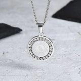 Men's Bible Verse Prayer Zircon Necklace,Stainless Steel Praying Hands Coin Medal Pendant Necklaces,Luxury Faith Jewelry Gift