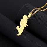 2024 new fashion stainless steel French Martinique map with city pendant necklace temperament everything collarbone chain birthd
