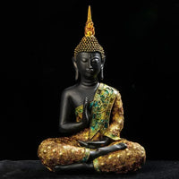 Large Buddha Statue Thailand Buda Buddha Sculpture Green Resin Handmade Buddhism Figurine Meditation Home Decor