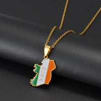Anniyo England Ireland Pendant Necklaces for Women Girls Stainless Steel Lloegr Angleterre Éirinn Accessory #504862