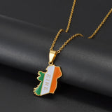 Anniyo England Ireland Pendant Necklaces for Women Girls Stainless Steel Lloegr Angleterre Éirinn Accessory #504862