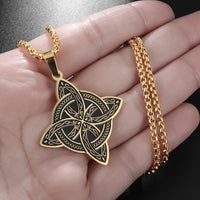 Exquisite Stainless Steel Pattern Witch Knot Pendant Necklace Celtic Knot Lucky Jewelry Christmas Gift for Friends and Family