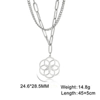Skyrim Flower of Life Overlapping Six Ring Pendant Stainless Steel Necklace Women's Fashion Holy Mandala Talisman Jewelry Gift