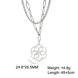 Skyrim Flower of Life Overlapping Six Ring Pendant Stainless Steel Necklace Women's Fashion Holy Mandala Talisman Jewelry Gift