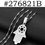 Anniyo Hamsa Hand Pendant Necklaces for Women Girl Men Arab Middle East Palm Shaped Ethnic Jewelry @276821