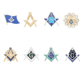 8 Styles Classic Masonic Symbols Enamel Brooches Funny Freemason Emblem Golden Pins