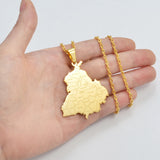 Anniyo 5CM Charm, India Punjab State Map Pendant Necklace Jewelry Stainless Steel @302021