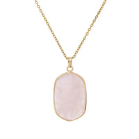 Natural Crystal Stone rose quartz amethyst geometric figure agate Pendant Necklace Stainless Steel gold Chain Gemstone Jewelry