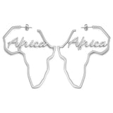 Anniyo 11cm/7cm Africa Map Stud Earrings Stainless Steel Large Hyperbole Big Earrings Ethnic Jewelry  #131421