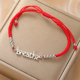 Dawapara Breathe Symbol Bracelet Ohm OM Unalome Symbol Charm Bracelet Stainless Steel Yoga Inspirational Supernatural Jewelry