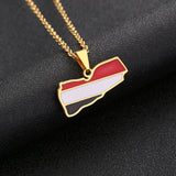 2024 new fashion stainless steel Yemen map pendant necklace temperament everything collarbone chain birthday anniversary gift