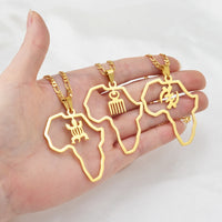 Anniyo African Map Cultural Symbol Pendant Necklaces Women Men Adinkra Gye Nyame Ethnic Jewelry Congo Ghana Nigeria @129721