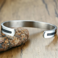 Stainless Steel OM Ohm Aum Hindu India Yoga Cuff Bangle for Men Silver-color Buddhist Religion Open Cuff Bracelet Punk Jewelry