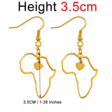 Anniyo 7CM/2.6CM/3.5CM Africa Map Big Earrings Exaggerate Earring Heart African Jewelry Traditional Ethnic Hyperbole #232721