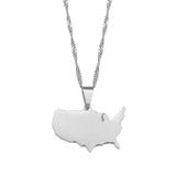 Anniyo American Map Pendant and Necklaces for Women Girls United States Map Jewelry USA #212021