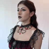 Ladies Gorgeous Black Color Lace Beads Choker Necklace Beach Travel Holiday Fashion Classic Personalized Jewelry Evening D