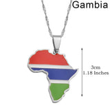 Anniyo 3CM Hip-hop Africa Map Pendant Necklace Jewelry Eritrea,Gambia,Guinea,Congo,Tunisia,Benin,Libay,Namibia,Chad,Botswana