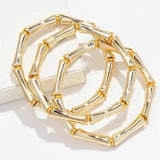 3pcs Leopard Acrylic Bamboo Women's Hand Bracelets Retro Stack Thin Tube Beaded Elastic Bracelet Bangle Couple Jewelry Gift