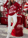 2025 Winter Women's Knitted Sweater Let It Snow Jacquard Jumper Full Sleeve Christmas Look Pullover Xmas Party Clothes Knitwear