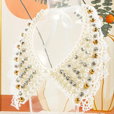 Pearl Beaded Lace Trim Collar Ribbons Women Necklace Wedding Jewelry for Clothes Dress  Beads Crystal Collar Wedding Jewelry