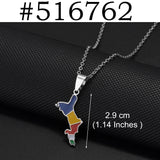 Anniyo Seychelles Mahe and Praslin Island Map Flag Coco De Mer Pendant Necklaces for Women Stainless Steel Jewelry #516462
