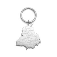 Jeshayuan India Punjab State Map Pendant Keychain Women Stainless Steel Car Key Accessories Jewelry Gifts for Men Wholesale