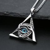 Gothic Vintage Evil Eye Pendant For Men Stainless Steel Punk Hip Hop Fashion Triangle Necklace Unique Amulet Jewelry Wholesale
