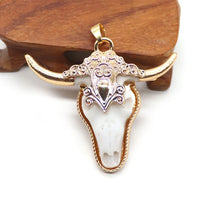 Retro Bull Head Shape Resin Pendants Golden Edge Parcel Design Charms Accessory 1 Pc For DIY Making Trendy Necklace Jewelry Gift