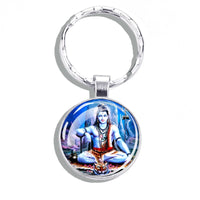 Hinduism Keychains Ganesha Vishnu Goddess of Kashmi Wealth Shiva Amulet Key Chain Glass Dome Keyring India Buddhism Jewelry Gift