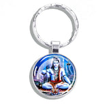Hinduism Keychains Ganesha Vishnu Goddess of Kashmi Wealth Shiva Amulet Key Chain Glass Dome Keyring India Buddhism Jewelry Gift