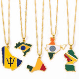 Country Map Flag Pendant Necklace Women Men Brazilian India Republic of Mali Neck Chain Hip Hop Jewelry For Friendsss Gifts