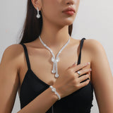 Ladies' French style sparkling rhinestone jewelry set suitable for weddings, gatherings, and holiday gifts