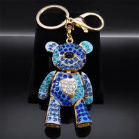 Cute Sweet Colorful Full Crystal Big Bear Key Chain Alloy Rhinestone Fashion Bag Accessories Keyring Jewelry Wholesale N9029