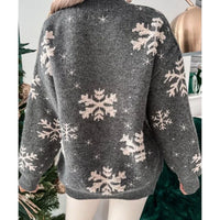 Christmas 2025 Women's Knitted Sweater Snowflake Warm Thicken Jacquard Jumper Oversized Knitwear Full Sleeve Pullovers Xmas Look