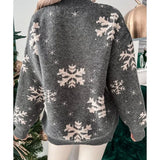 Christmas 2025 Women's Knitted Sweater Snowflake Warm Thicken Jacquard Jumper Oversized Knitwear Full Sleeve Pullovers Xmas Look