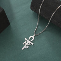 2024 New fashion Egyptian cross The Eye of Horus pendant necklace temperament everything with stainless steel collarbone chain a