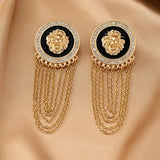 Exaggerated Trendy Lion Head Crystal Earrings for Women Fashion Shiny Long Tassel Simple Oil Dripping Enamel Earrings Jewelry