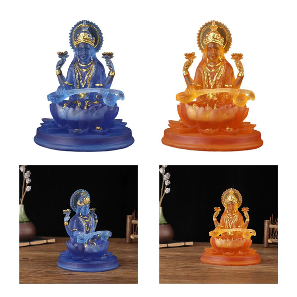 Hindu Saraswati Sitting On Lotus Figurines Collectible Exquisite Craftsmanship Saraswati Statue for Shelves Decoration Ornaments