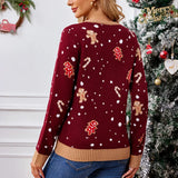 2025 New Year's Clothes Women's Christmas Sweater Cute Soft Knitwear Full Sleeve Casual Loose Xmas Outfit Jumpers Femme Pullover