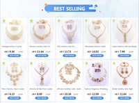 Fashion Vintage Clear Crystal Gold Color African Bridal Costume Jewelry Sets Nigerian Wedding Water Drop Necklace Earrings Set