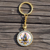 Shiva Nataraja Keychain Buddhist Jewelry Lakshmi Goddess Rhinestone Pendant Hinduism Amulet Keyring Gift