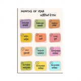 Punjabi Color Names, English Months, Weeks, Fruits and Vegetables Names, Punjabi (Gurmukhi) Alphabet Chart Poster, Sikh Poster