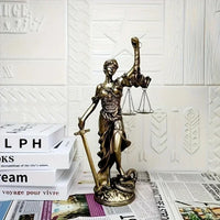 9.5X5X19cm Creative Retro Round Bottom Justice Balance Goddess Pendant Statue Lawyer Decoration Home Desktop Decoration